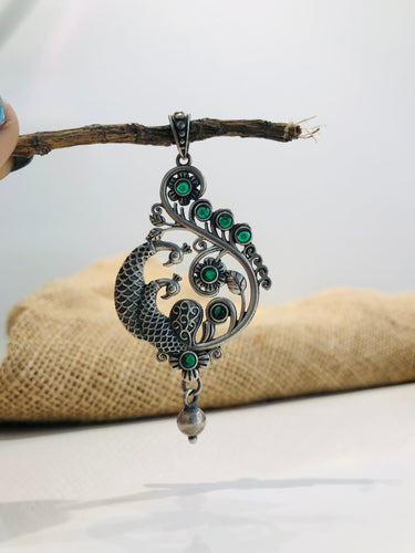 925 Peacock Emerald Pendant